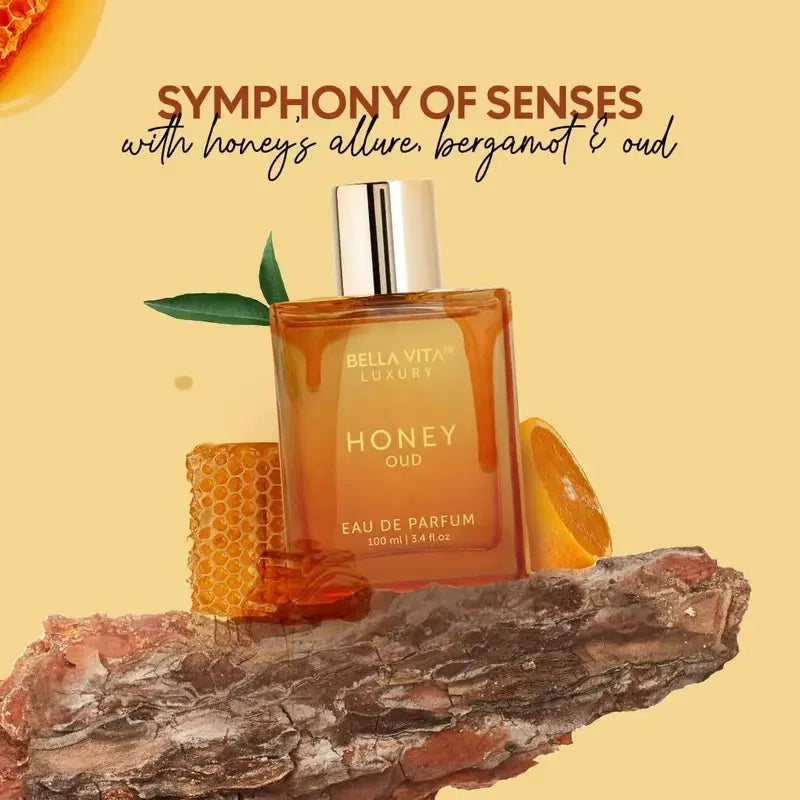 Bella Honey OUD Eau De Parfum | Unisex Long-Lasting Perfume with Floral Spicy Notes | Vegan Arabian Luxury Fragrance with Vanilla & Bergamot (3.4Fl.Oz)