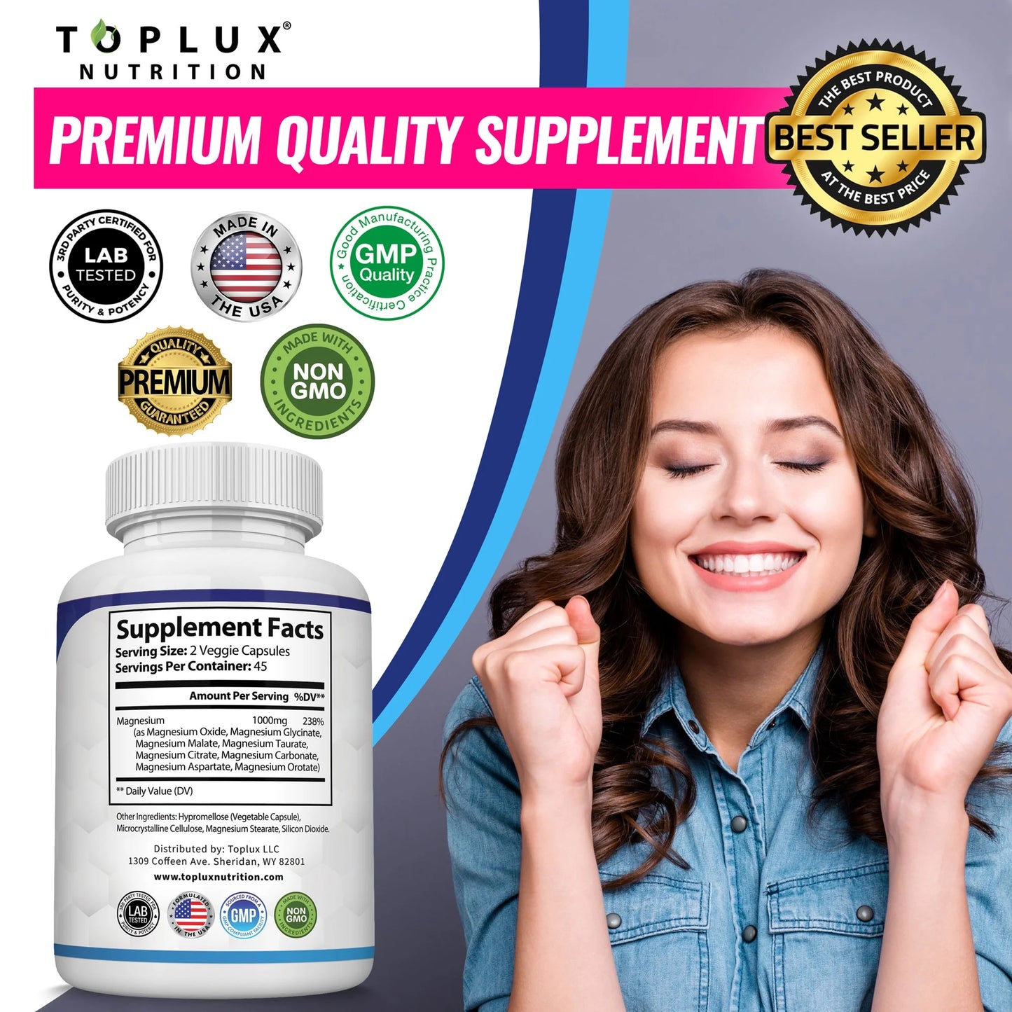 Magnesium Complex 8 Elemental Magnesium Supplement 1000Mg Glycinate, Citrate, Malate, Taurate